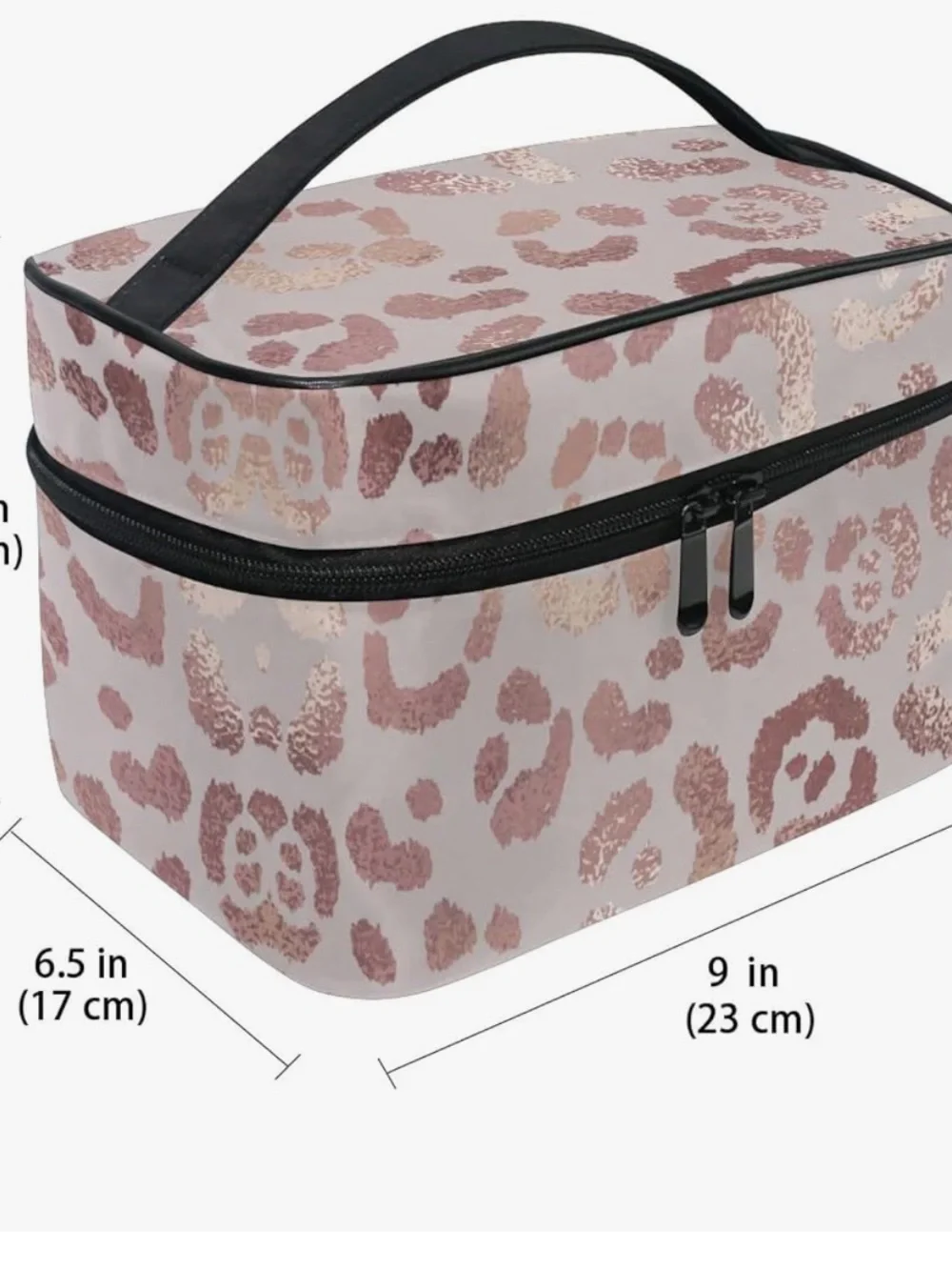 NWT Zoeo Rose Gold Leopard Travel Cosmetic Train Case with Top Handle